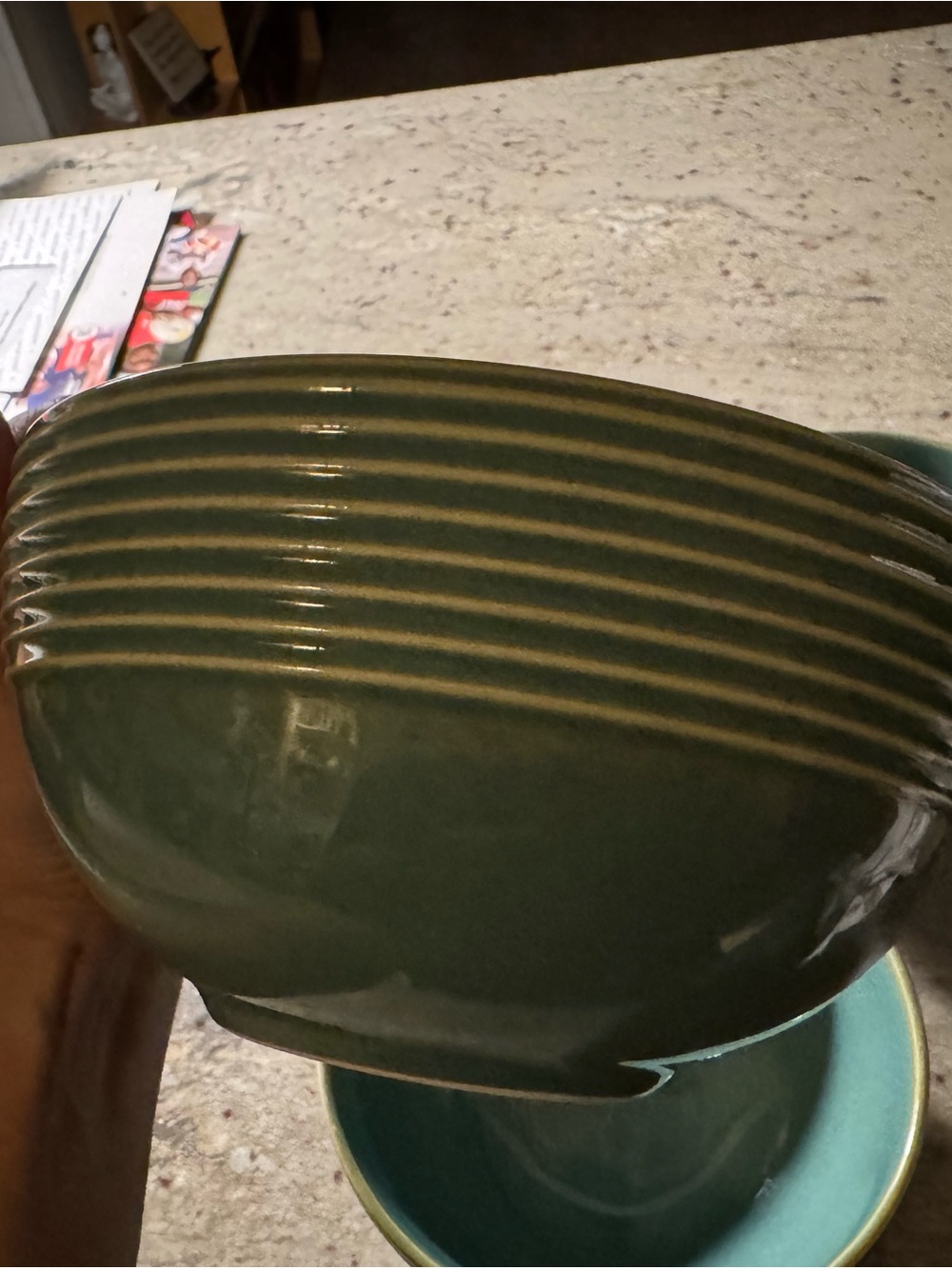Corona Celedon Ceramic Bowls in Teal Green
